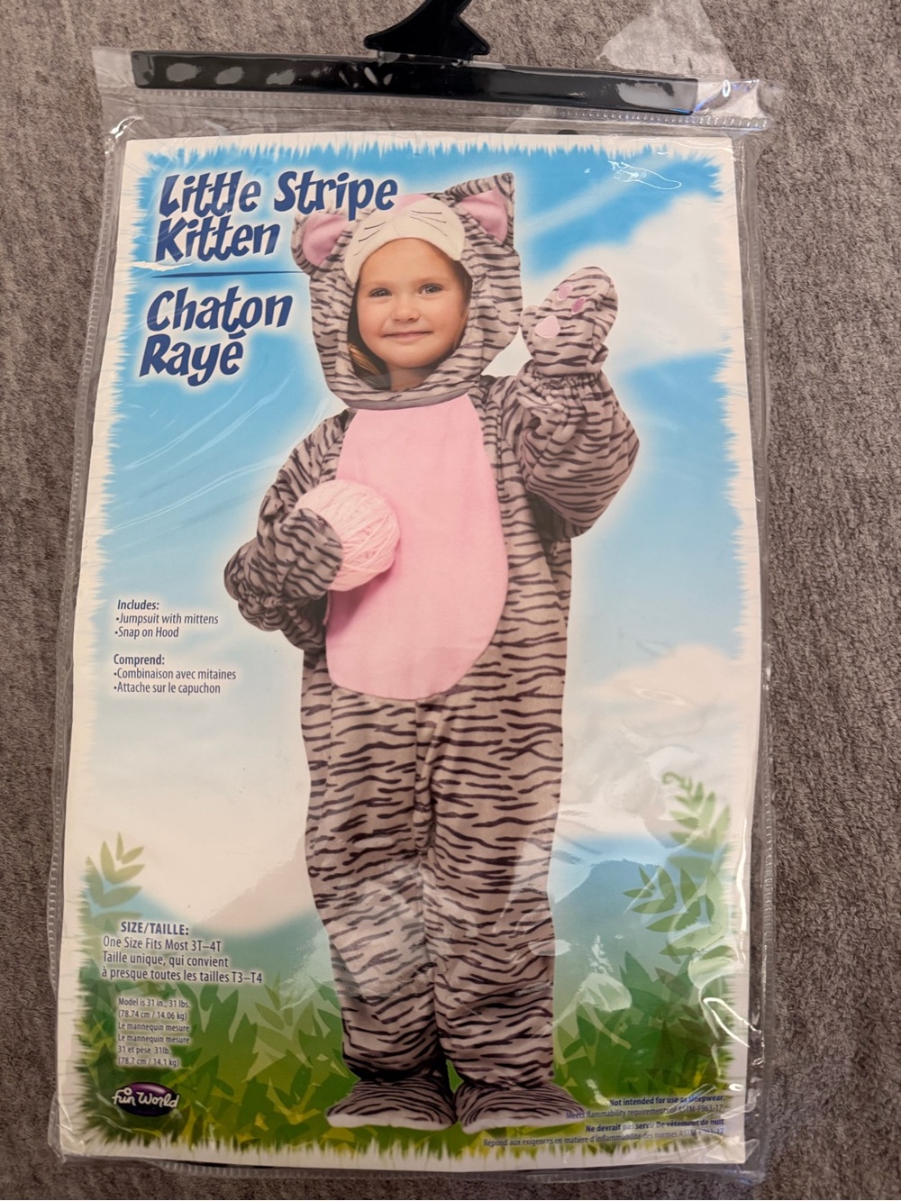 Little Stripe Kitten Kids Costume – Pink & Gray